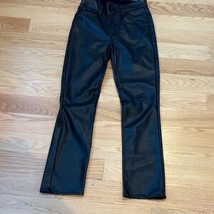 GAP Women's Straight Leg Black Vegan Leather Pants